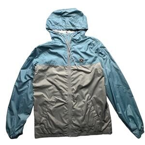 Vissla Camper Eco Windbreaker Jacket Men Medium Vintage Blue Gray Hood M702QCAM